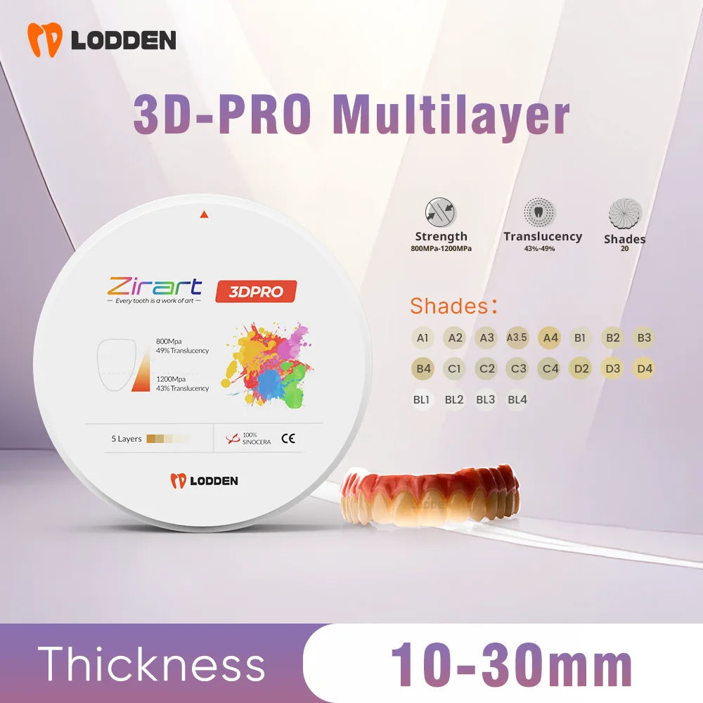 

Циркониевый блок 98 мм, 3D PRO, прочность 800–1200 МПа, стоматологическая лаборатория CAD CAM, 5 слоев, фрезерные материалы для циркониевого диска открытой системы