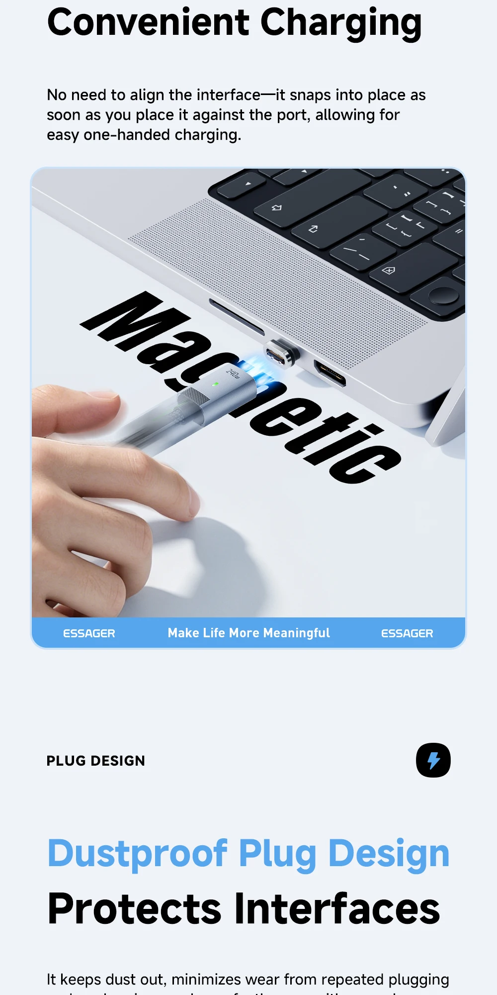 Essager 240W Magnetic Charging Cable E Marker USB C To Type C Cable PD3.1 Fast Charging For iPhone 17 16 Samsung S25 iPad Laptop
