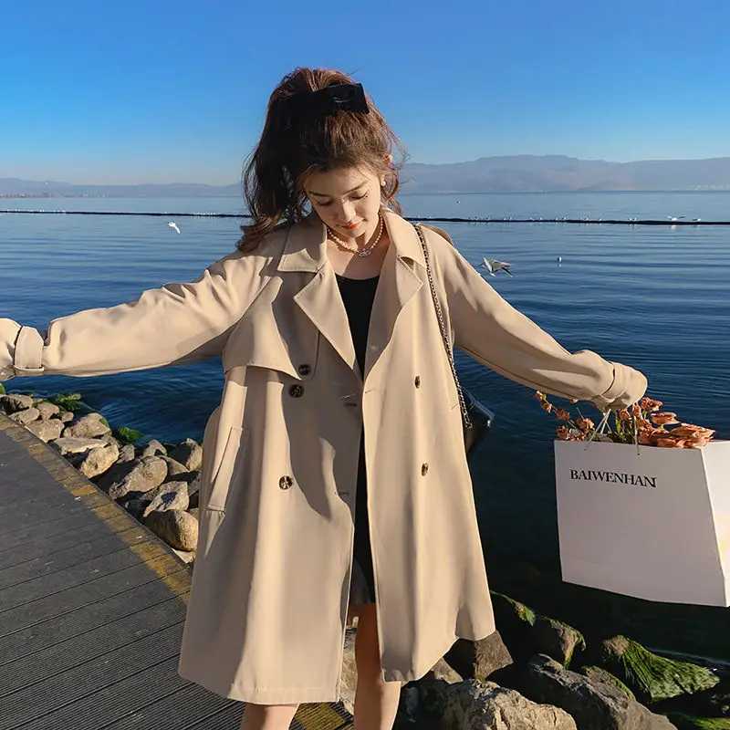 

Pleated Trench Coat For Women Spring And Autumn 2023 New Popular Korean Hepburn Style Outerwear Female Windbreaker Z2329
