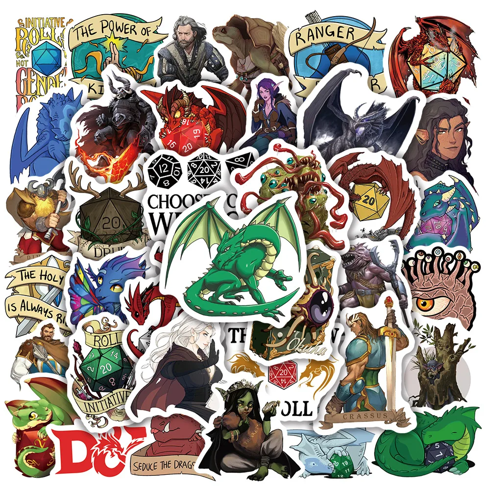 50pcs Dungeons and Dragons OL Graffiti Stickers Notebook Car Trolley Case Skateboard Water Cup Waterproof Stickers