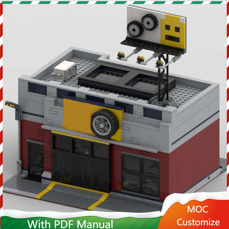 

927 шт. индивидуальная тюнинговая мастерская MOC, городская классическая модель архитектуры, строительные блоки «сделай сам», кирпичи, сборка игрушек, праздничные подарки