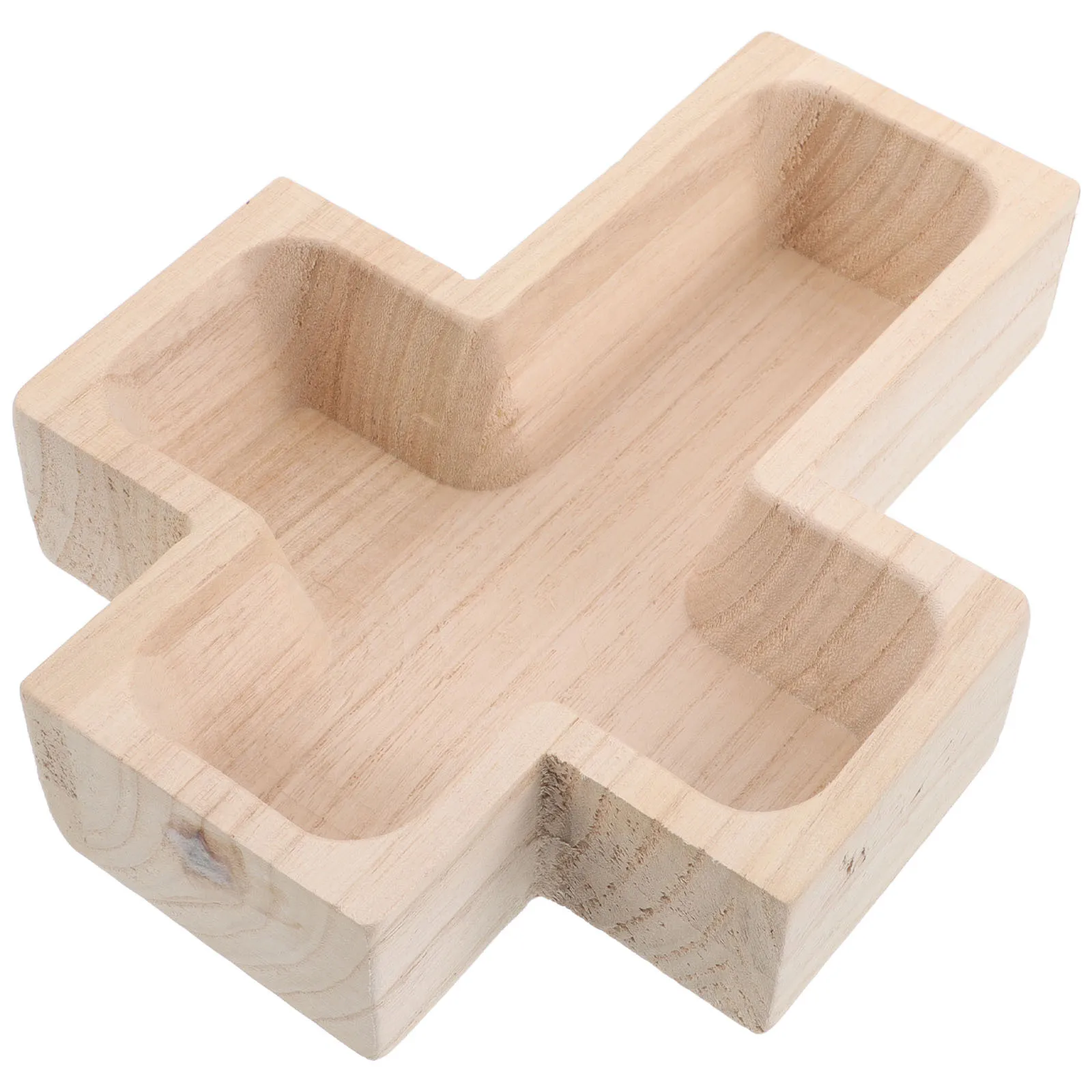 

Cross Shaped Wooden Bowl Beige Vintage Design Snack Serving Tray for Nuts Fruits Appetizers Home Kitchen Decor Centerpiece