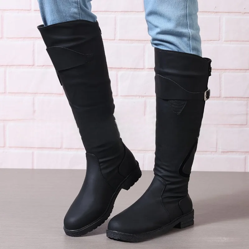 موضة جديدة الأحذية الغربية للنساء الشتاء حذاء برقبة للركبة جودة الجلد المدبوغ طويل الراحة ساحة Botines Mujer الفخذ عالية التمهيد بوتاس