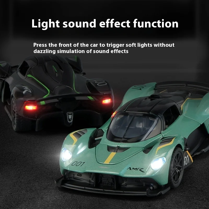 1: 32 Aston Martin Valkyrie Modello di auto sportiva Simulazione Lega Suono e luce Feedback Modello di auto giocattolo per bambini da collezione Orna