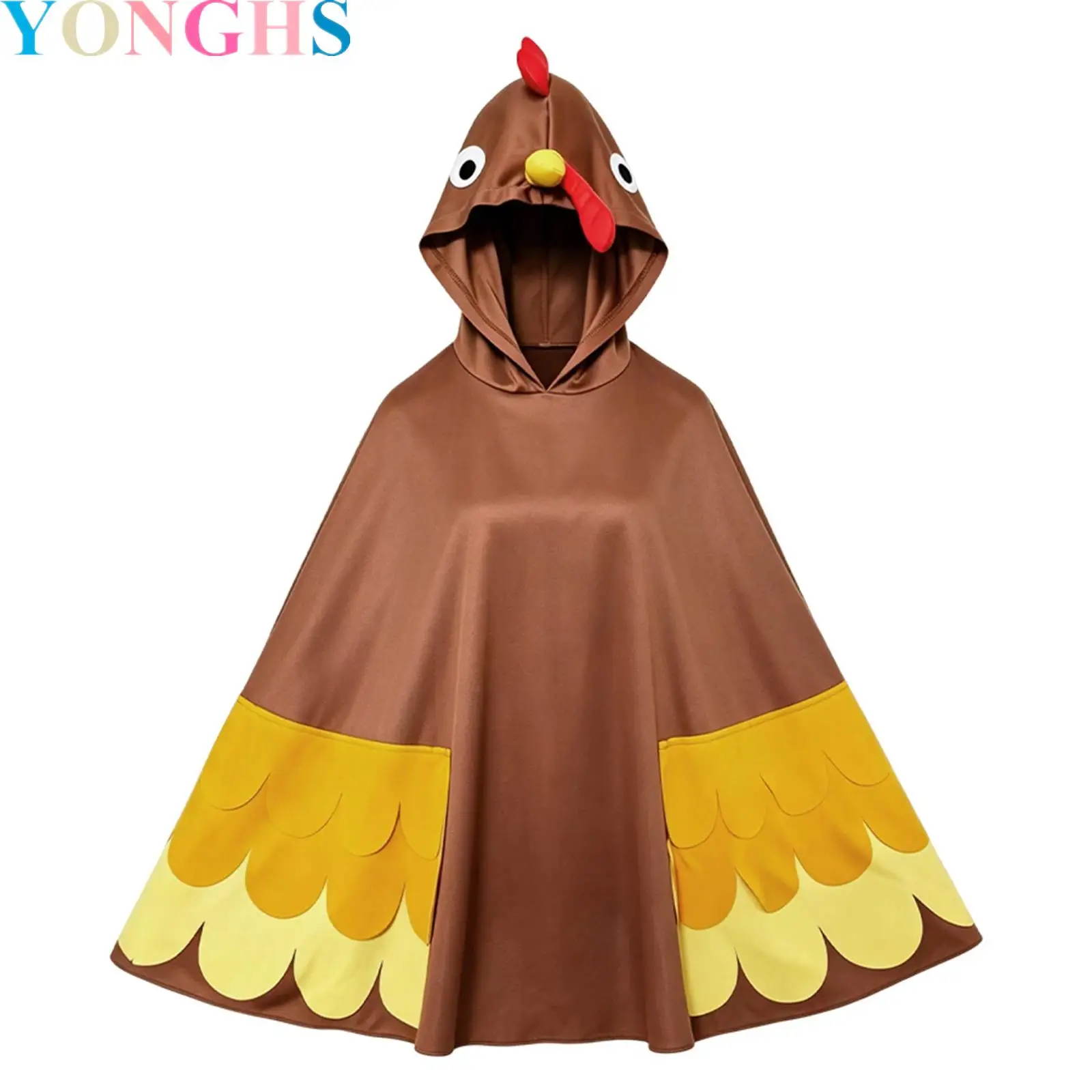 Halloween Cosplay Adult Animal Hooded Cloak Color-blocked Blanket Cape for Theme Party Dress Up