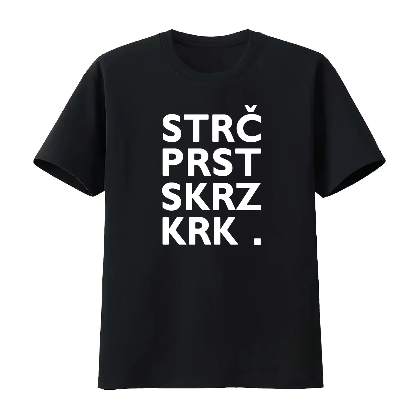 Str? Prst Skrz Krk - Slovak Czech tongue twister T-Shirt Summer Casual Cotton Tee Oversized Streetwear Tops Unisex Men Women