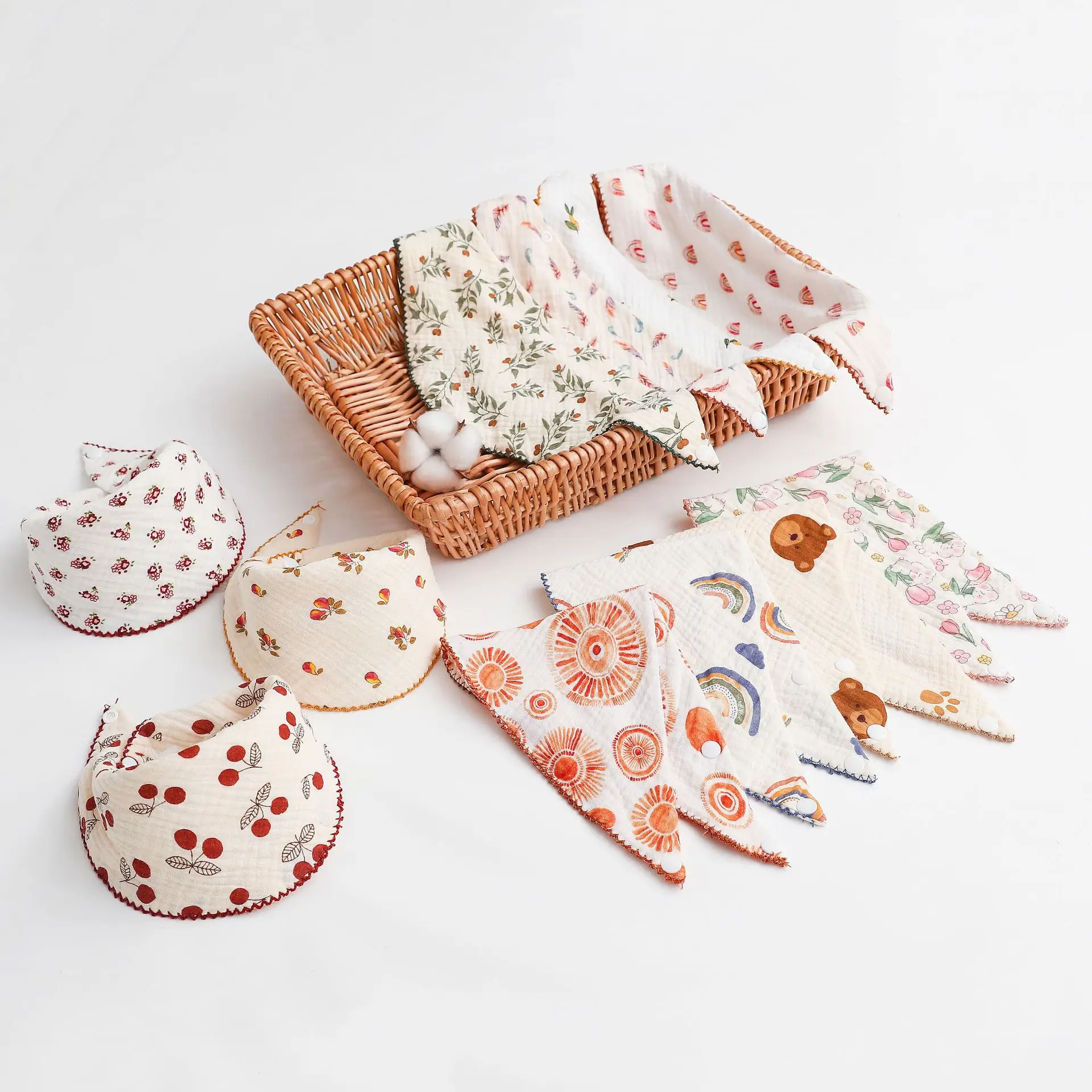 

Baby Cotton Bibs Triangle Soft Lace Burp Cloth Saliva Towel Apron Bandana Scarf for Boy Girl Feeding Drool Bib Korean Style New