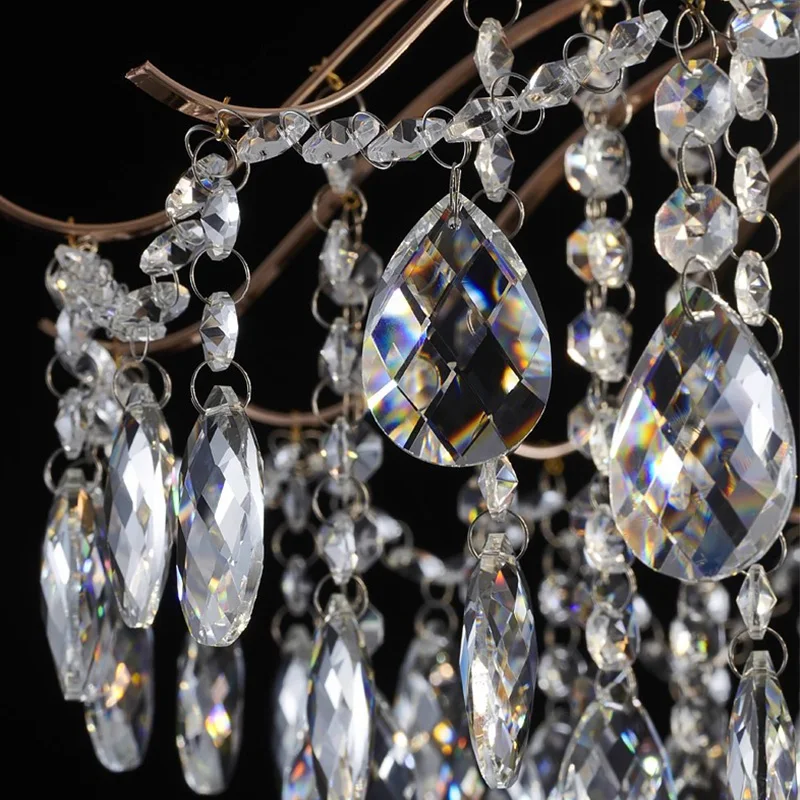 Luxury Gold Branch Crystal Chandelier Modern Glass Leaf Pendant Light for Living Room Foyer Home Decor