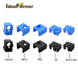 3D Printer Parts Silicone Sock Insulated Exhaust Sock For V6 PT100 Volcano MK8/MK9/MK10 Heat Block Sleeve Cover Hotend Protector