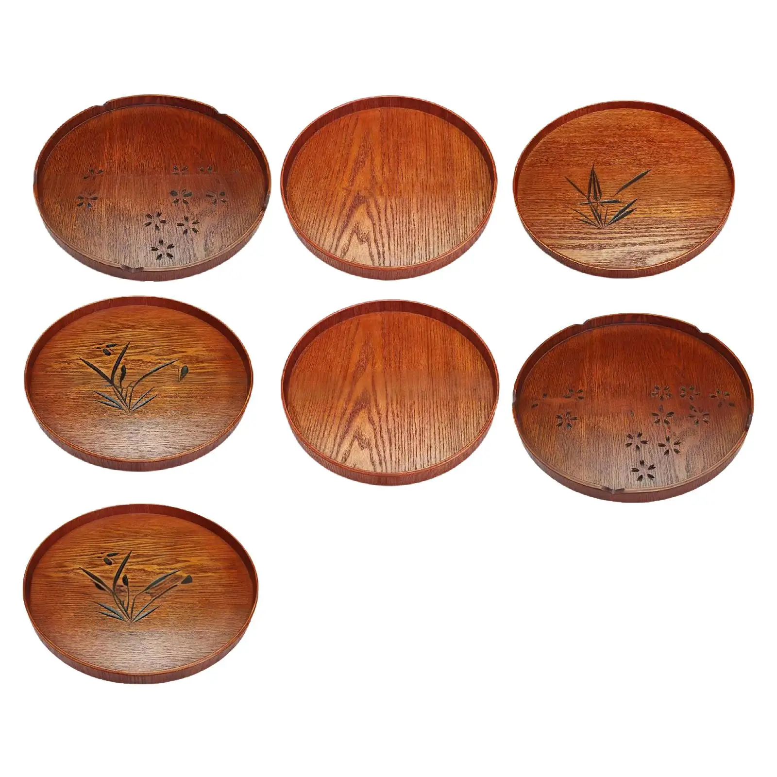 Round Wooden Tray Farmhouse Japanese Plate Serving Platter for Hotel Living Room Candle Decor Ottoman Countertop Bathroom