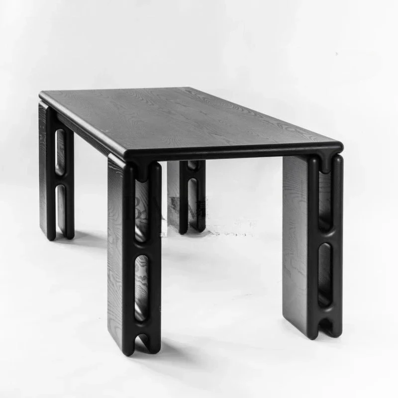Light luxury creative groove household solid wood dining table negotiation desk medieval restaurant meeting table