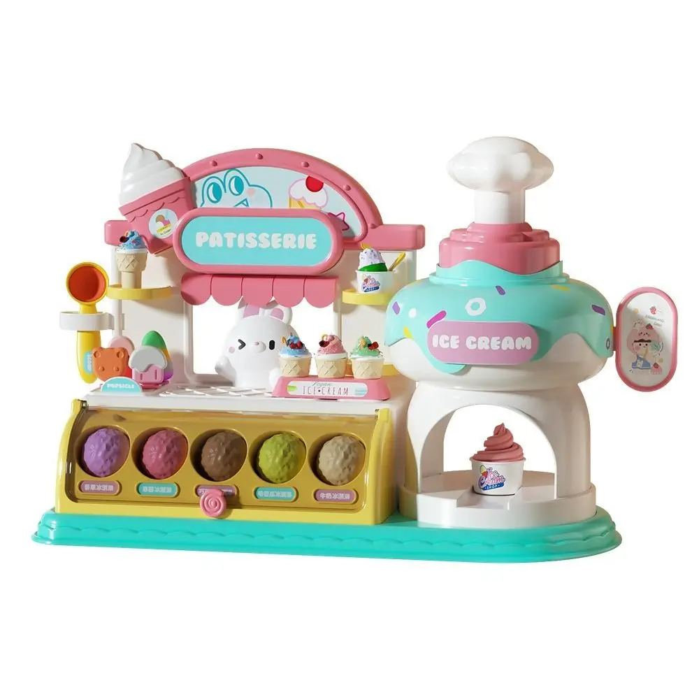 Avec musique et lumière Machine à crème glacée jouet Puzzle couleur Machine Production de crème glacée supermarché jouer faux aliments