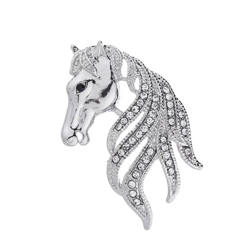 C1FC تصميم رأس الحصان المعقد بروش النيكل مجانا دبوس دبوس متعدد الاستخدامات لهجة خزانة الملابس #3