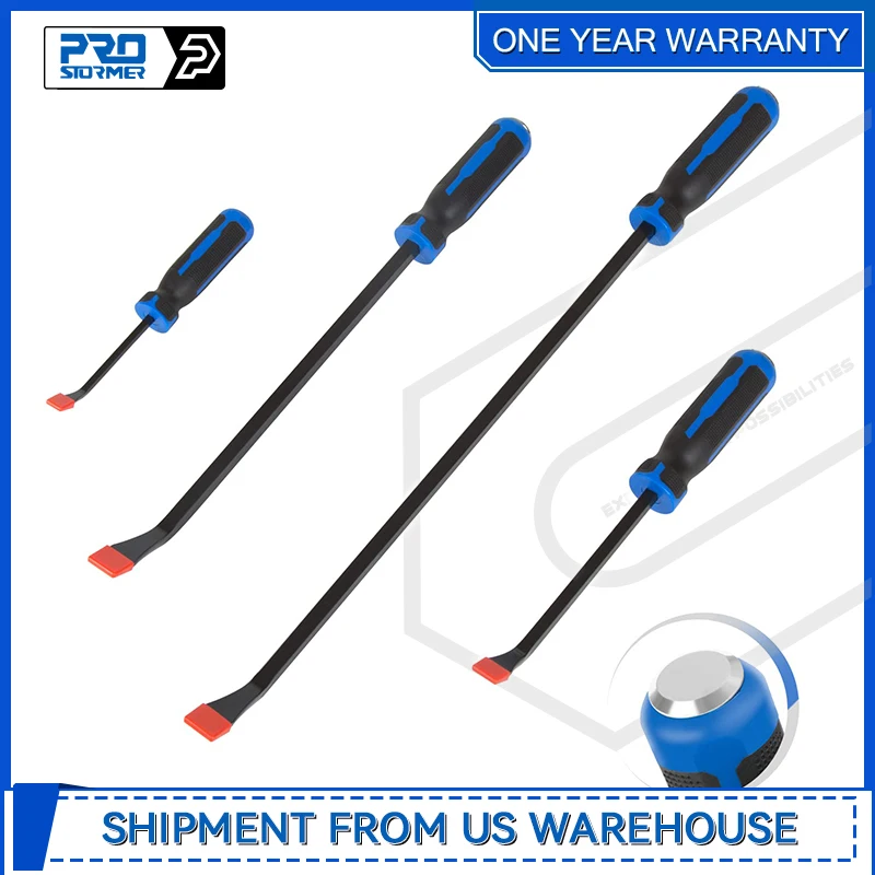 4-Piece Pry Bar Set Duty Mechanics Hand Tools with Thicker Hammer Strike Cap and Angled Tip for Automotive Repair By Prostomer