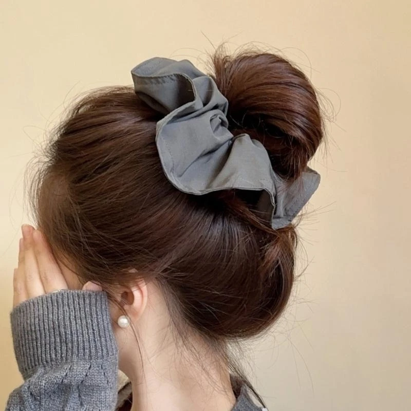 G92D Ruffle Hair Bun Scrunchy Headpiece Maillard Hair Tie Lady Elegant Headdress