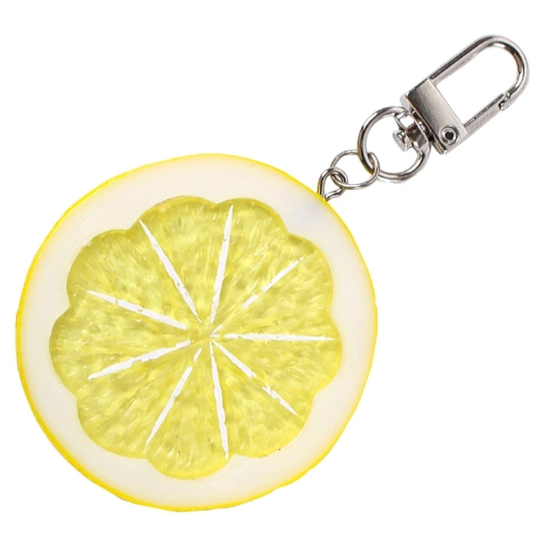 Lemon Shaped Key Chain Creative Fruit Model Keyring Charm Simulation Fruit Keyrings Pendant Handmade Jewelry for Women