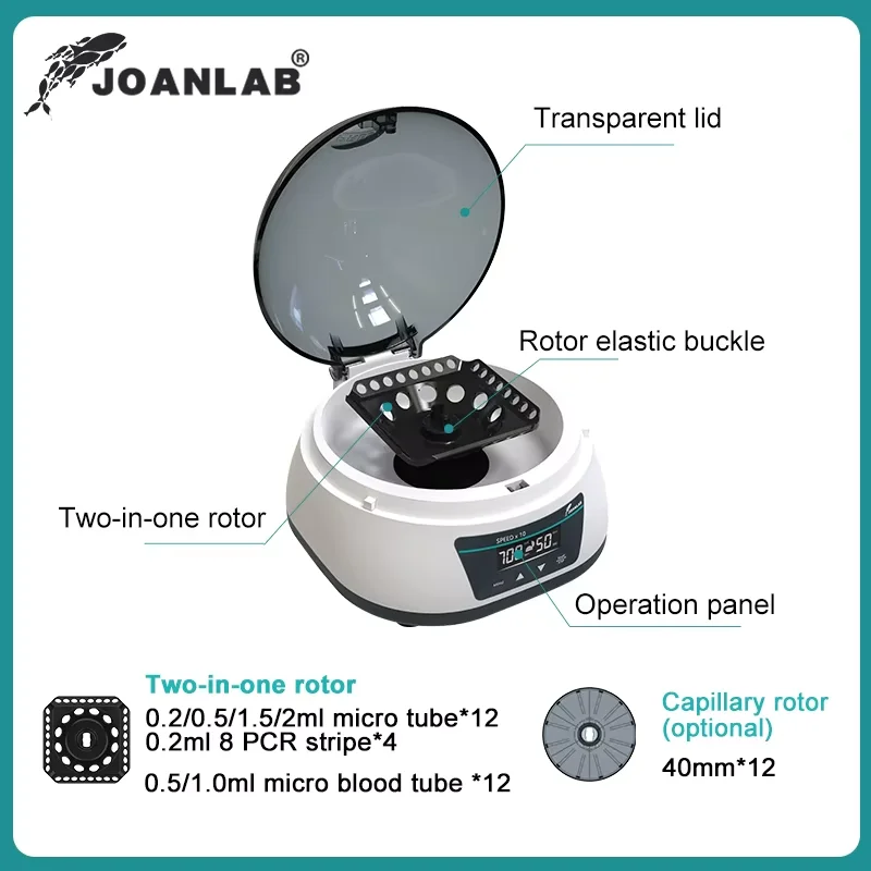 Pcr Centrifuge Machine Digital High-Speed Plasma Centrifuge Lab Microcentrifuge 4000rpm 12000rpm 0.2/0.5/1.5/2ml Centrifuge Tube