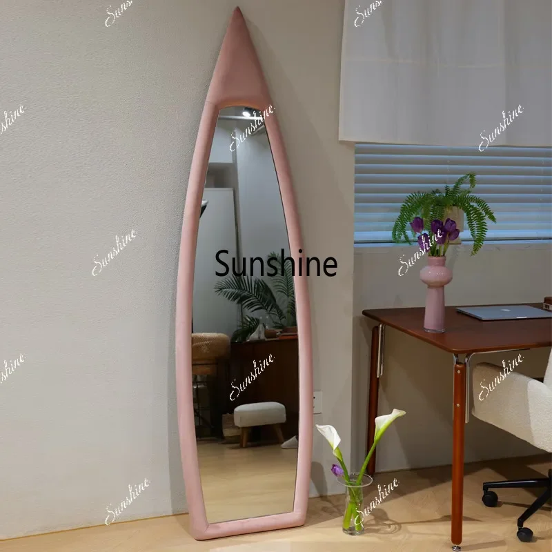 European flocking full-body mirror American floor-to-ceiling mirror Home cloakroom fitting mirrorTJ