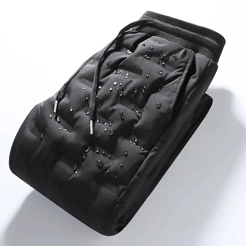 

Men's Thiened down Cotton Pants Winter Warm Outerwear Long Trousers Youth Casual Sle Waterproof Cold-resistant Workwear