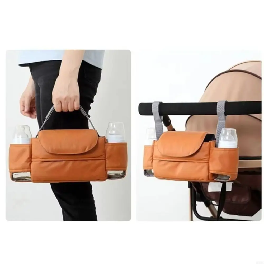 Large Capacity Baby Pram Organizer Detachable Design Insulated Pocket Stroller Hanging Bag Solid Color wirh Tissue Bag