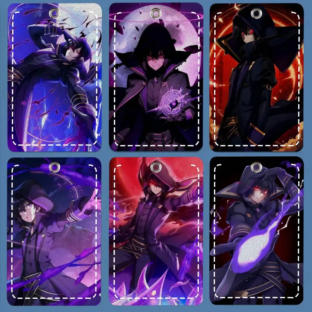 Portatarjetas de Anime Cid Kageno, aplicable a tarjetas de crédito, tarjeta de autobús, llavero rectangular de cuero suave, funda protectora