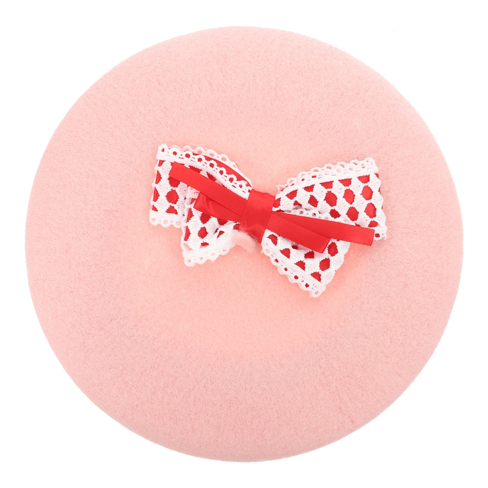 

Wool Beret Hats for Women Men Strawberry Bowknot Warm Artist Crochet Woolen Cap Hat French Berets