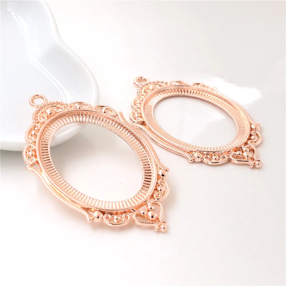 New Fashion  5pcs 30x40mm Inner Size 6 Colors Pierced Style Cabochon Base Setting Charms Pendant for DIY Jewelry Making