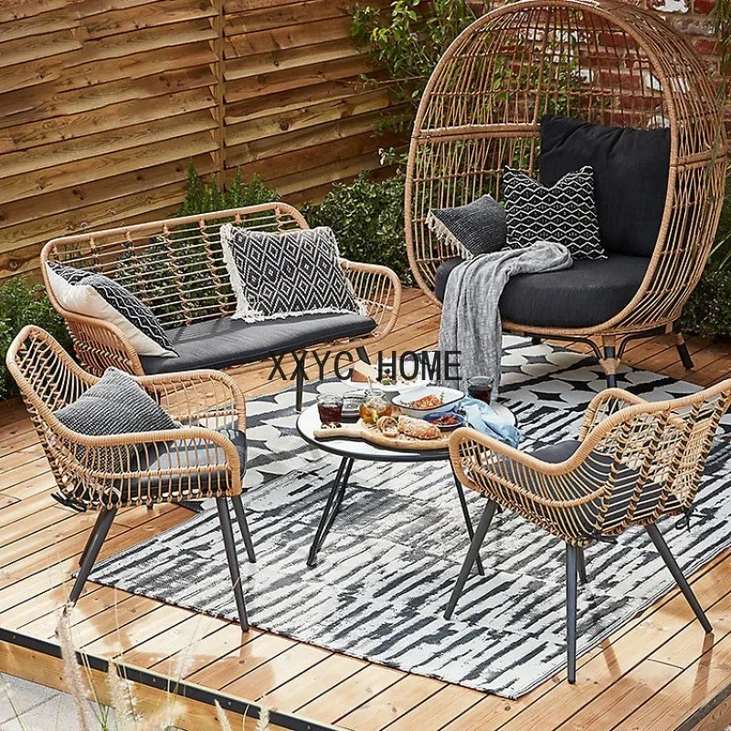 

Outdoor sofa circular bird's nest sofa lazy rattan chair leisure furniture resort courtyard balcony small tables and chairs