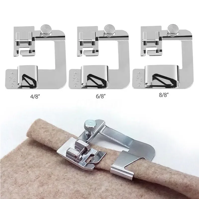 Domestic Foot Presser Sewing Machine Laminated Hem Feet Set for Brother Singer Janome Babylock Juki 3 Sizes