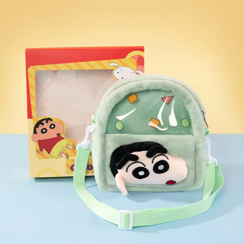Crayon Shinchan Borsa a tracolla in peluche Piccola borsa in alligatore bianco Anime Ita Borsa a tracolla versatile regalo per ragazza bambola trasparente