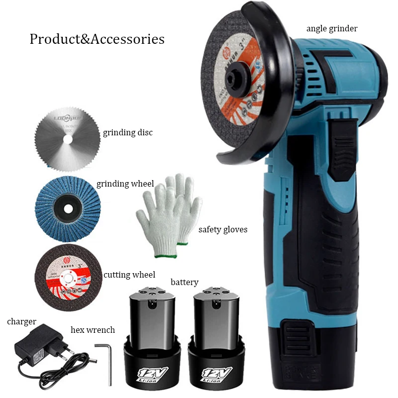 19500RPM Mini Angle Grinder Brushless Cordless Grinding Polishing Machine 12V Lithium Battery Grinder Cutter For Diamond Ceramic