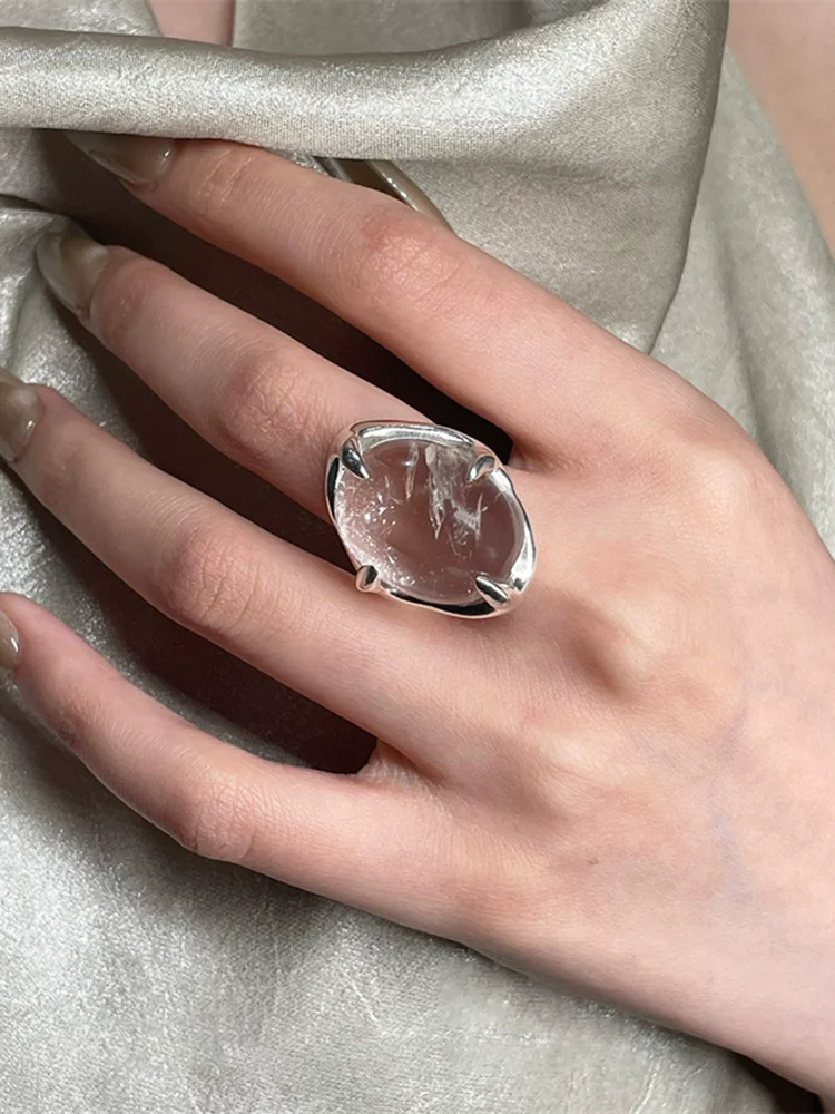 XIYANIK Geometric Transparent Crystal Adjustable Open Rings For Women Korean Fashion New Jewelry Gift Party Wholesale Anillos