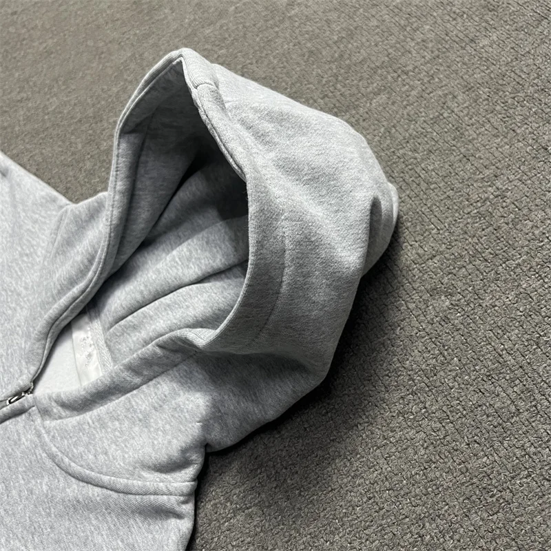 نمط مطرز المتضخم موضة Ida زيبر هوديي رمادي الرجال النساء خريف شتاء القطن البلوز سترة أفضل جودة