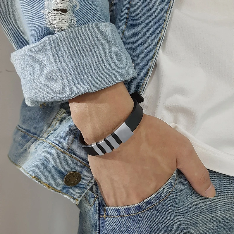 Vnox Personalized Names Bracelets Black Leather Men\'s Bangle Unique Meaningful Family To Dad Husband Gift Gents Jewelry