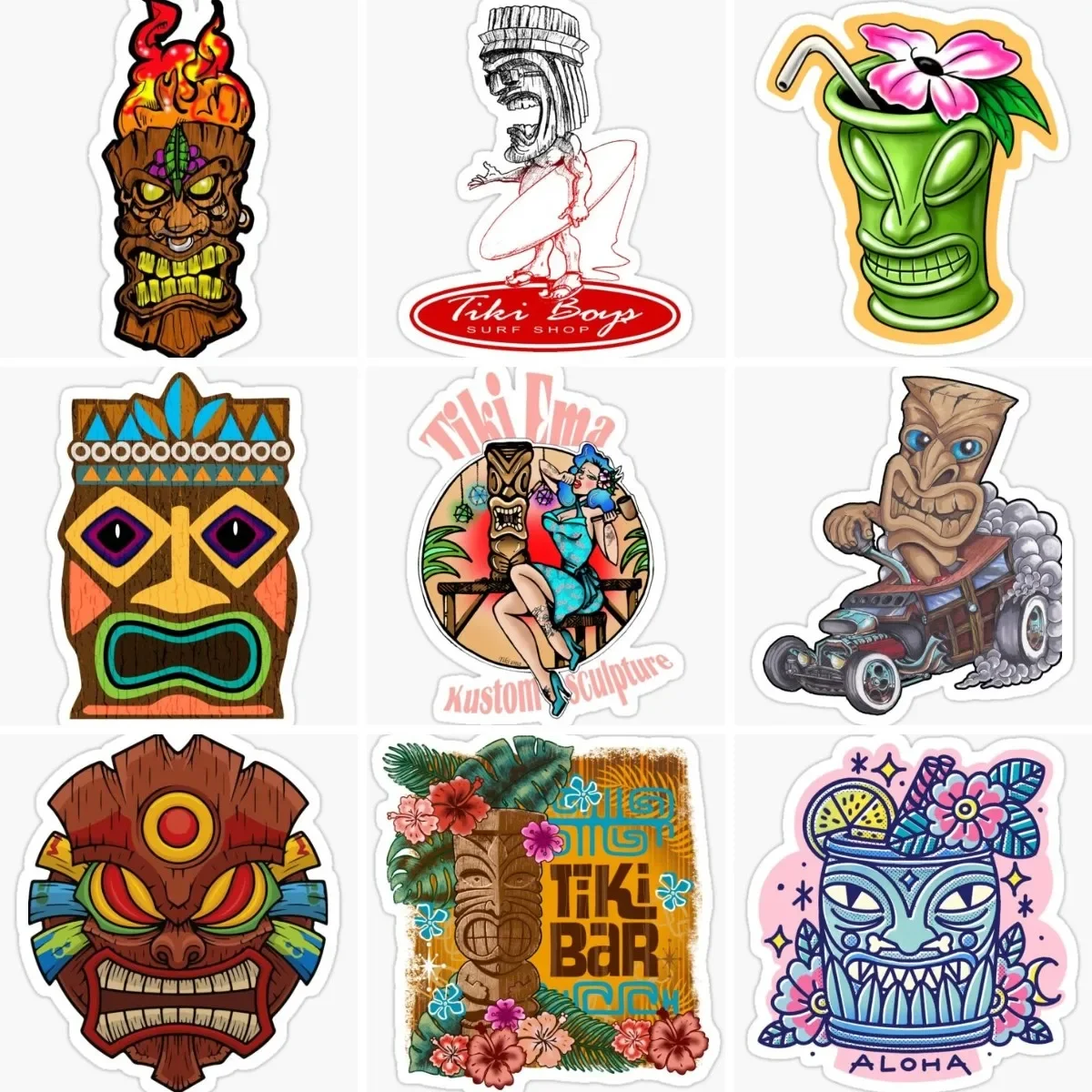 

Tiki Hawaii Surfing Tribe Totem Creative Sticker Laptop Motorcycle Car Truck Window Helmet Racing Camper Bicycle Off-road Decal