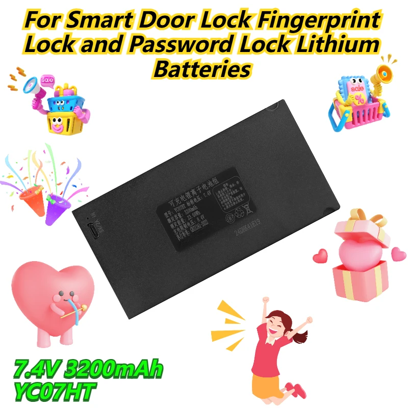 

7.4V 3200mAh YC07HT For Smart Door Lock Fingerprint Lock and Password Lock Lithium Batteries