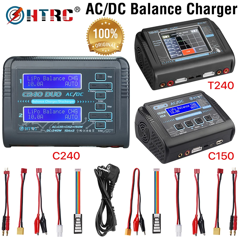 HTRC-T240 C240 C150 Lipo 배터리 충전기, AC/DC 듀얼 RC 배터리 방전기 1-15s