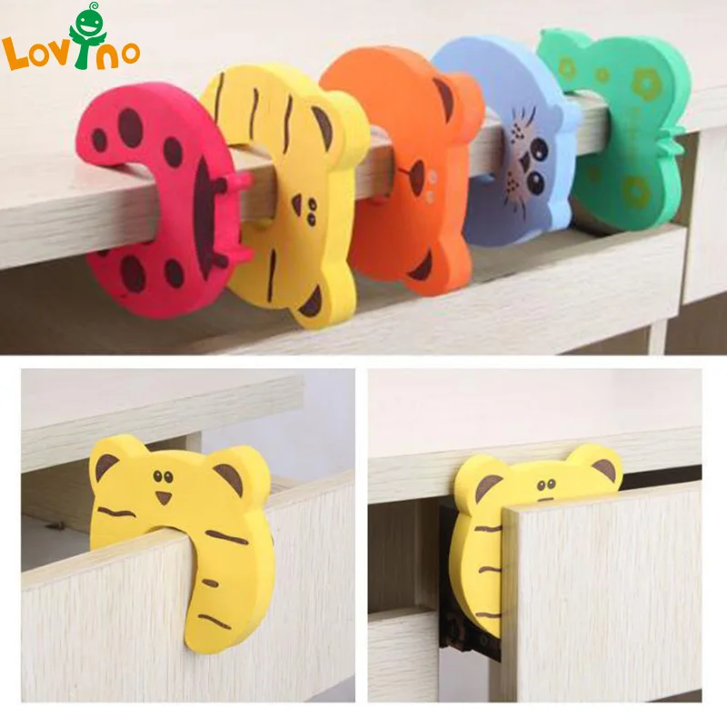 5Pcs/Lot Security Protection Baby Safety Cute Animal Security Door Stopper Baby Card Lock Child Finger Protector