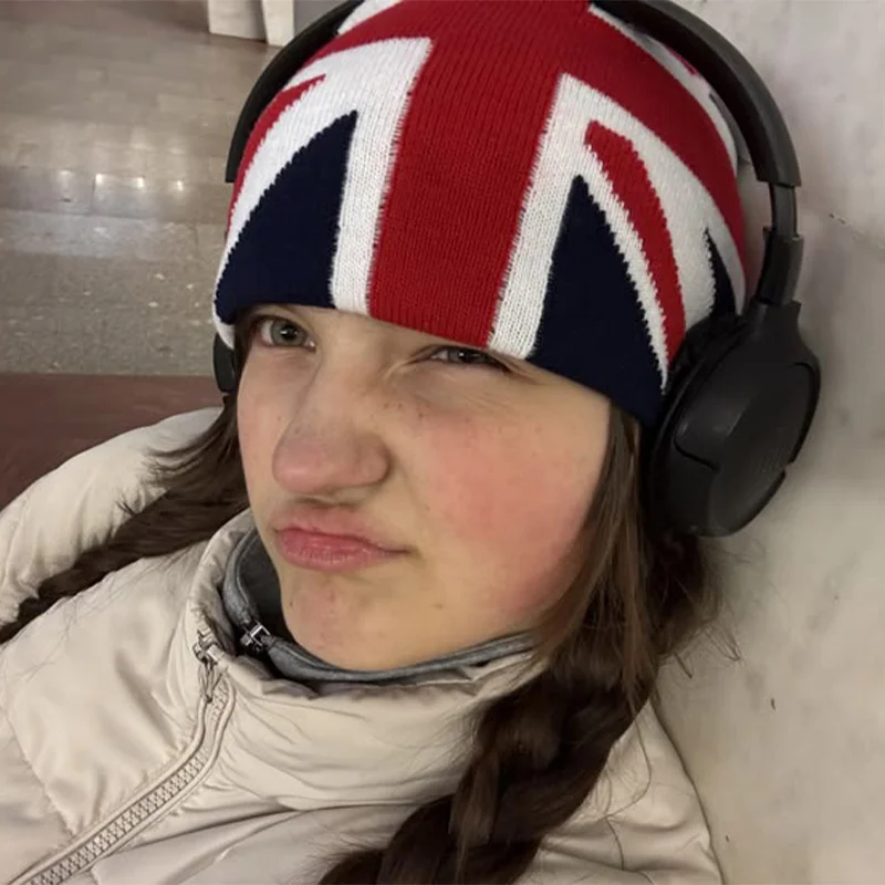 English Union Jack Flag Jacquard Knitted Hat Winter Warm Beanie For Men Women Personality Hip Hop Knitted Hat Fashion Accessory