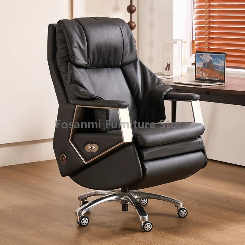 Sedia elettrica da ufficio ergonomica Sedia da computer in pelle reclinabile e regolabile in altezza Gamer Home Comode sedie da scrivania girevoli