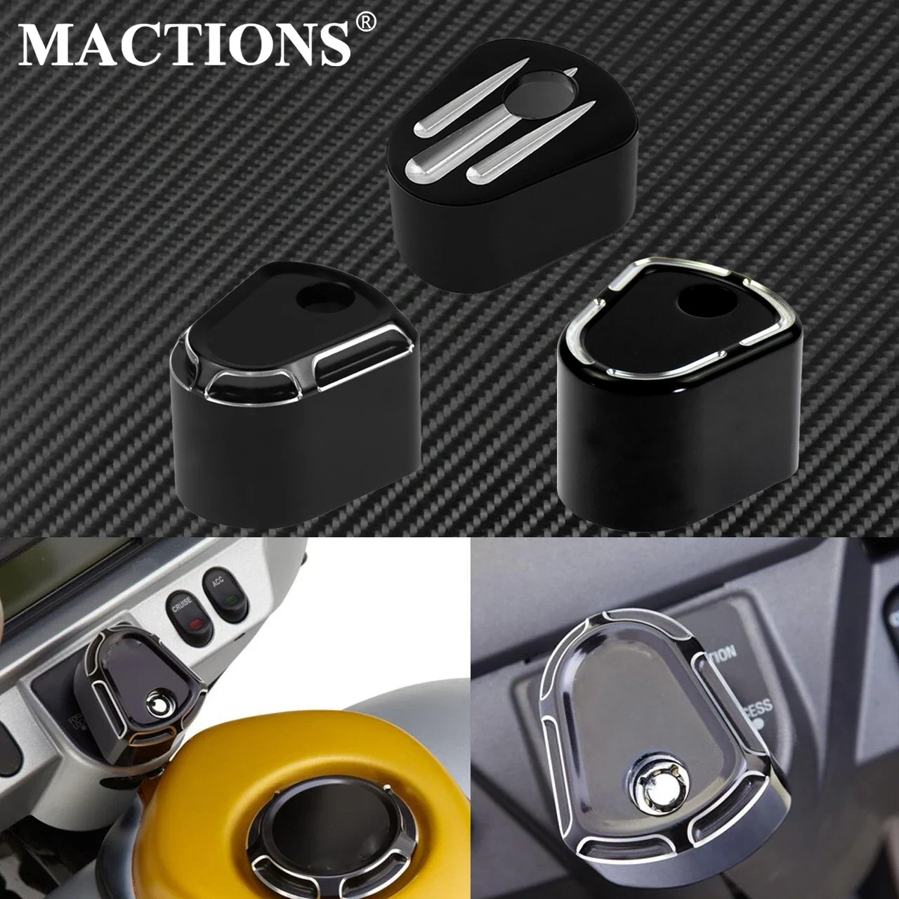 Motorcycle Accessories Ignition Switch Cover Burst Black for Harley Touring Street Glide FLHX 2007-2013