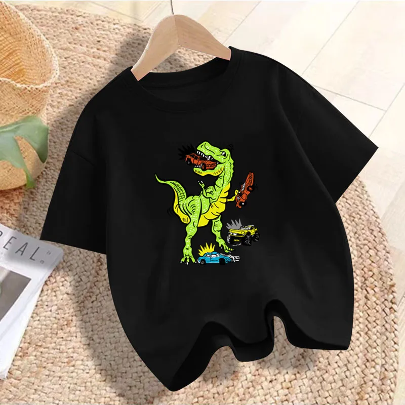 Magliette estive per ragazzini t-shirt con grafica dinosauro divertente per magliette Casual in cotone per bambini magliette estive per bambini