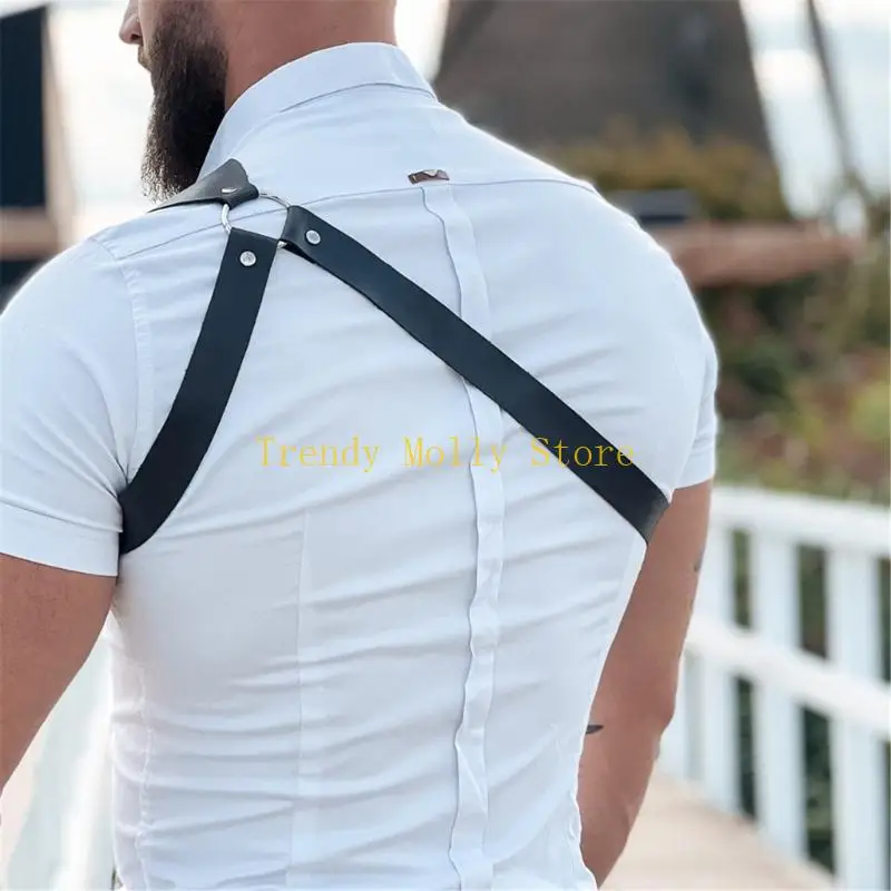 N5kb Mens Body Chest Harness Belty Punk Punk Gothic Pu Leather Leather Counter Cate Belt Barty Cosplay Clubwear Club