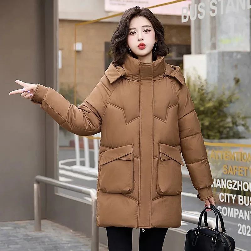 Winter Hooded Jacket Coats Women Long Parkas Down Cotton Overcoat Thick Warm Padded Windproof Casual Windbreaker Female Ouwear