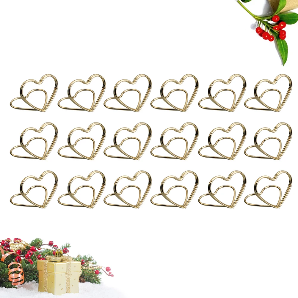 

20pcs Heart Shaped Memo Holder Simple Placecard Desktop Wedding Party Decorations Reusable Table Number Clips Paper