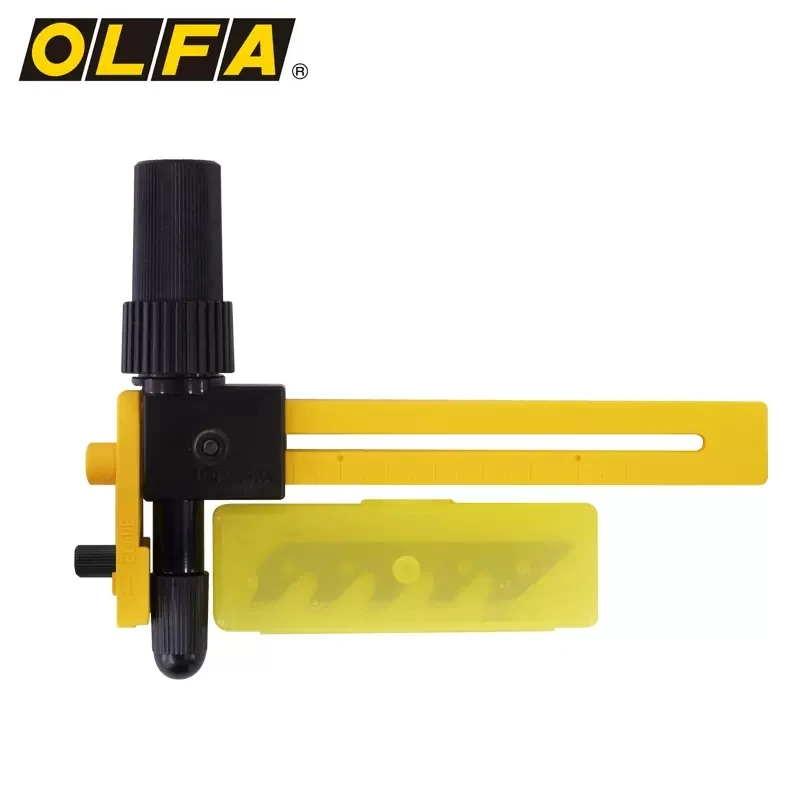 Japan OLFA round stationery cutter CMP-1/DX with 10 pieces of COB-1 thin alloy steel blades, sharp and durable manual compass utility knife, used