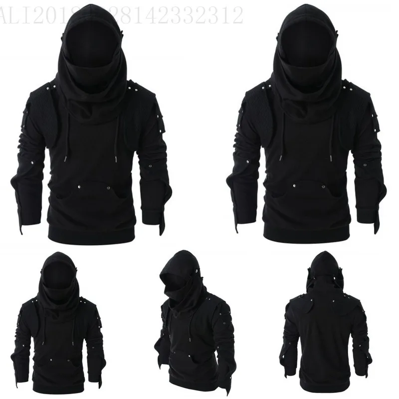 New Men's Long Sleeved Hoodies for Foreign Trade, Retro Masked Rivets, Long Sleeved Hoodies, Popular in Stock