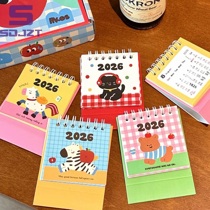 1 Stücke Cartoon Tragbare Spule Monatskalender Planer 2026 Pferd Jahr Mini Schreibtischkalender Büro Und Wohnkultur Neujahrsgeschenk