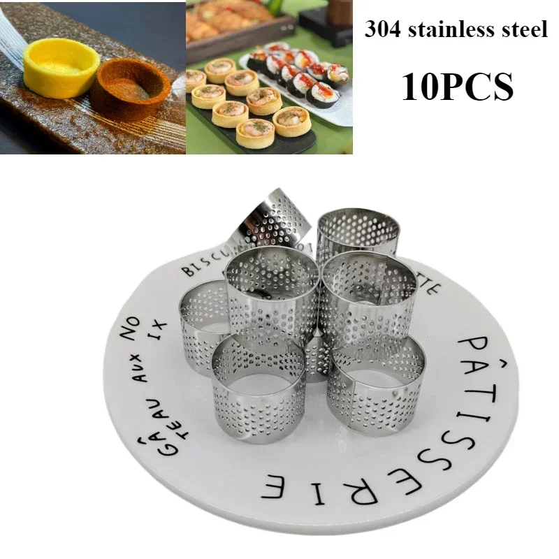 

10Pcs 3cm Stainless Perforated Seamless Tart Ring Quiche Ring Tart Pan Pie Cake Mold Seamless Baking Accessories Cookie Cutter