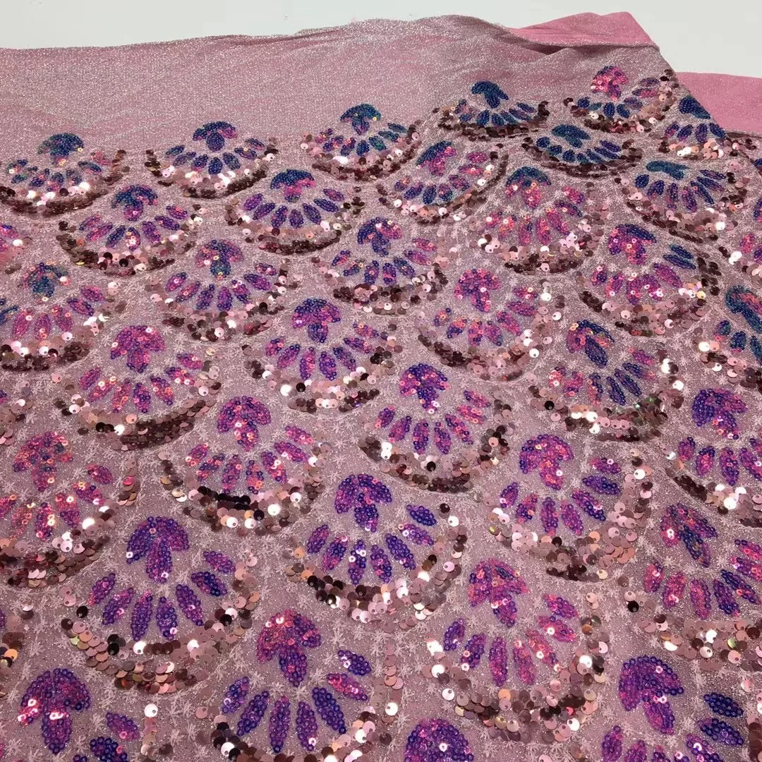 

African Mesh Lace Fabric High Quality Sequins French Net Tulle Lace Fabric Mesh Lace for Wedding Sewing CXX5539